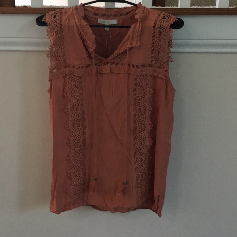 Burnt orange sleeveless lacy top